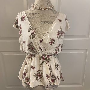 Angie Short Sleeve Floral Blouse